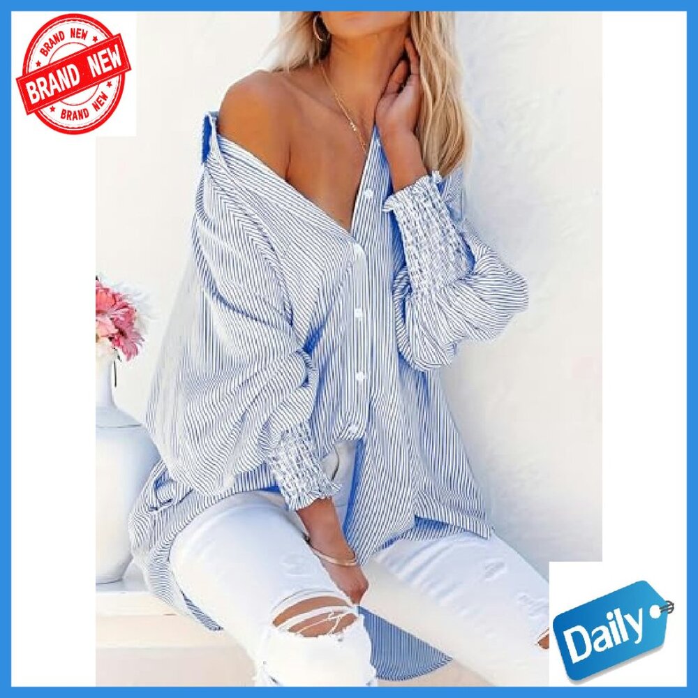 Oversized Wrinkle-Resistant Button-Down Shirt Wit… - image 5